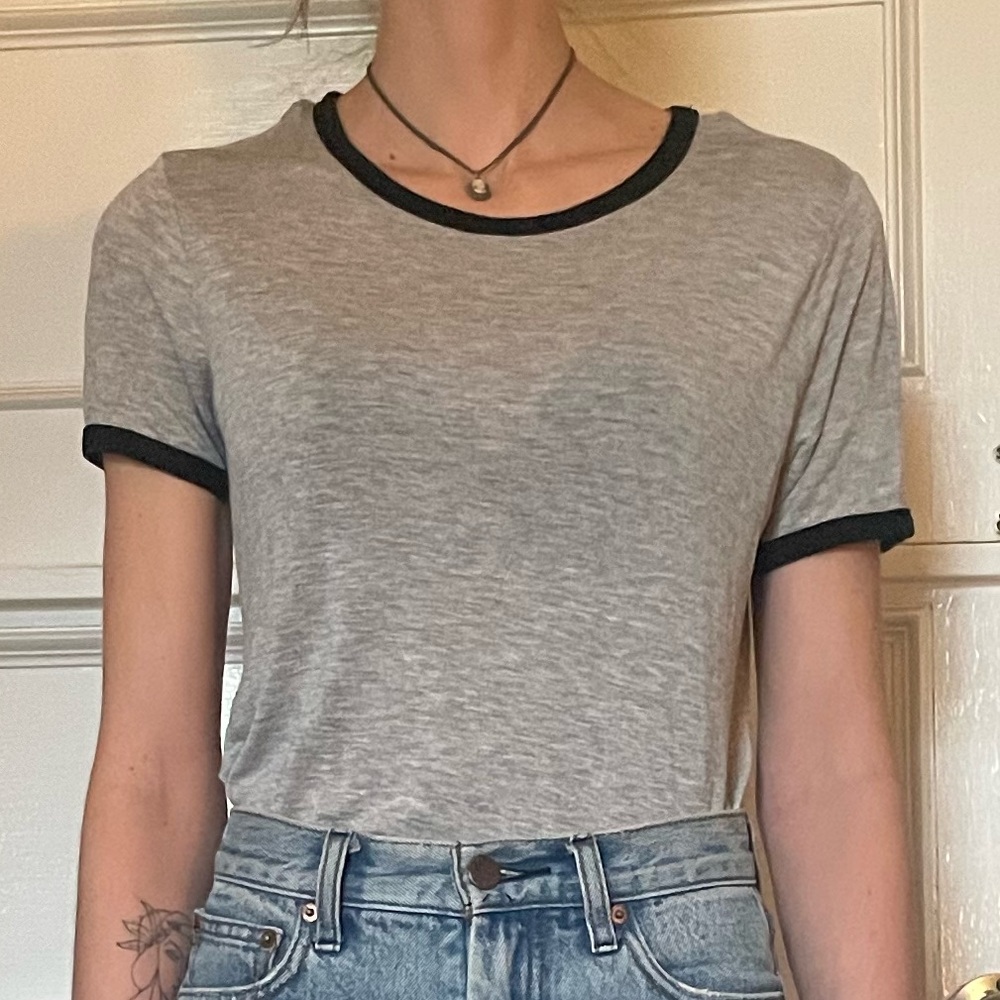 Grey T-Shirt with black detail size Medium